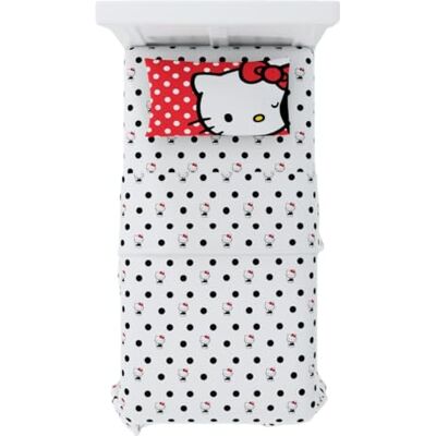 Franco Collectibles Ensemble de draps 3 pièces Hello Kitty en microfibre super douce pour lit simple, produit sous licence officielle Franco Collectibles Ensemble de draps 3 pièces Hello Kitty en microfibre super douce pour lit simple, produit sous licence officielle