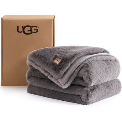 UGG Euphoria Couverture réversible en fourrure en peluche Anthracite UGG Euphoria Couverture réversible en fourrure en peluche Anthracite