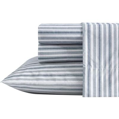Nautica Parure de lit pour lit double, literie Preppy, en percale de coton, gracieuse et fraîche, légère et respirante (rayures bleues Coleridge pour lit double) Nautica Parure de lit pour lit double, literie Preppy, en percale de coton, gracieuse et fraîche, légère et respirante (rayures bleues Coleridge pour lit double)