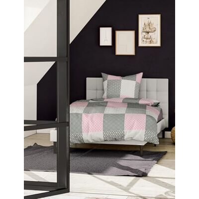 Bierbaum Parure de lit en flanelle fine, motif 6277_13 rose, 155 x 220 cm, 80 x 80 cm, taille confortable, conçue en Allemagne Bierbaum Parure de lit en flanelle fine, motif 6277_13 rose, 155 x 220 cm, 80 x 80 cm, taille confortable, conçue en Allemagne