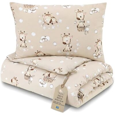 Totsy Baby Couette bébé sans housse Set 100X135 cm + 60X40 cm coton – couverture enfant avec oreiller pour lit bébé maternelle crèche – parure couette Oeko Tex légère respirante Girafes Totsy Baby Couette bébé sans housse Set 100X135 cm + 60X40 cm coton – couverture enfant avec oreiller pour lit bébé maternelle crèche – parure couette Oeko Tex légère respirante Girafes