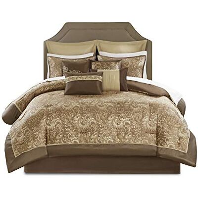 Madison Park Parure de lit alternative hypoallergénique toutes saisons, polyester, marron, grand lit Madison Park Parure de lit alternative hypoallergénique toutes saisons, polyester, marron, grand lit