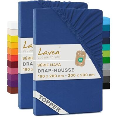 Lavea ® Lot de 2 Draps-Housses pour Surmatelas/Topper 180x190/200 cm – Jersey 100% Coton – pour Surmatelas Jusqu’à 10 cm – avec Élastique Tout Autour – Bleu Roi Lavea ® Lot de 2 Draps-Housses pour Surmatelas/Topper 180x190/200 cm – Jersey 100% Coton – pour Surmatelas Jusqu’à 10 cm – avec Élastique Tout Autour – Bleu Roi