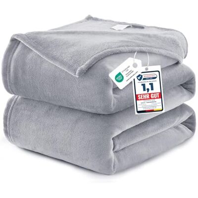 WAVVE Plaid Couverture Gris Clair 230x270 cm – Microfibure Polaire Jeté de Canapé Doux, Couverture Lit Décorative pour 2 Personnes – Extra Grand & Chaud WAVVE Plaid Couverture Gris Clair 230x270 cm – Microfibure Polaire Jeté de Canapé Doux, Couverture Lit Décorative pour 2 Personnes – Extra Grand & Chaud