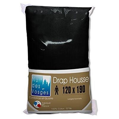 Nuit des Vosges 2106343 Cotoval Drap Housse Uni Coton Noir 120 x 190 cm Nuit des Vosges 2106343 Cotoval Drap Housse Uni Coton Noir 120 x 190 cm