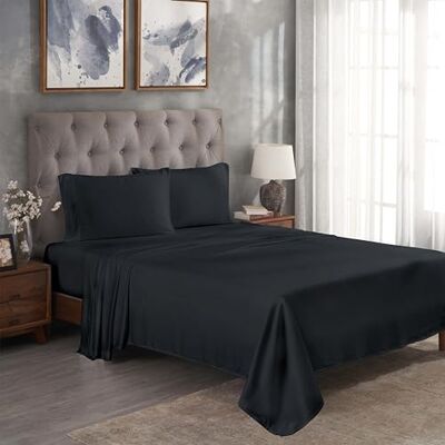 Superior Parure de lit King size 300 fils au pouce carré, 100% modal, uni, noir, hêtre, 36,8 x 6,4 x 25,4 cm Superior Parure de lit King size 300 fils au pouce carré, 100% modal, uni, noir, hêtre, 36,8 x 6,4 x 25,4 cm