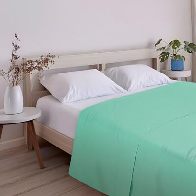 ECOMMERC3 Drap de dessus extra doux et confortable pour lit de 120 cm, couleur aigue-marine, fabriqué en Espagne, respirant, facile d'entretien ECOMMERC3 Drap de dessus extra doux et confortable pour lit de 120 cm, couleur aigue-marine, fabriqué en Espagne, respirant, facile d'entretien