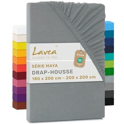 Lavea ® Drap-Housse 180x190/200 cm – Coton 100% Doux et Respirant – pour Matelas Épais Jusqu’à 20 cm – Jersey avec Élastique Tout Autour – Gris Moyen Lavea ® Drap-Housse 180x190/200 cm – Coton 100% Doux et Respirant – pour Matelas Épais Jusqu’à 20 cm – Jersey avec Élastique Tout Autour – Gris Moyen