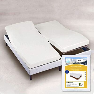 Alpes Blanc Protège Matelas Coton Anti-acariens 400gr/m² Tête&Pieds Relevables/Protection Matelas Forme Drap Housse 100% Coton/pour lit électrique TPR articulé/Protège Matelas spécial lit articulé (2x70x190) Alpes Blanc Protège Matelas Coton Anti-acariens 400gr/m² Tête&Pieds Relevables/Protection Matelas Forme Drap Housse 100% Coton/pour lit électrique TPR articulé/Protège Matelas spécial lit articulé (2x70x190)