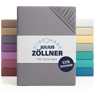 Julius Zöllner Drap-housse en jersey pour lits bébé et enfants, 100% jersey de coton, certifié Oeko-Tex Standard 100, dimensions : 60 x 120 cm / 70 x 140 cm, anthracite Julius Zöllner Drap-housse en jersey pour lits bébé et enfants, 100% jersey de coton, certifié Oeko-Tex Standard 100, dimensions : 60 x 120 cm / 70 x 140 cm, anthracite