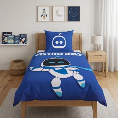 Character World Parure de lit Playstation 135 x 200 cm – Astro Bot Gamimg, idée cadeau, 1 taie d'oreiller 80 x 80 cm + housse de couette 135 x 200 cm, avec fermeture éclair – Motif réversible – Article de fan pour Character World Parure de lit Playstation 135 x 200 cm – Astro Bot Gamimg, idée cadeau, 1 taie d'oreiller 80 x 80 cm + housse de couette 135 x 200 cm, avec fermeture éclair – Motif réversible – Article de fan pour
