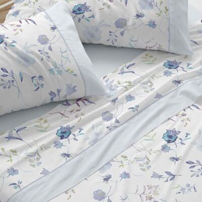 Blanco Parure de lit 50% coton 50% polyester pour lit de 135 cm 3 pièces : drap-housse, drap plat et taie d'oreiller, 144 fils, toucher doux, longue durée de vie Blanco Parure de lit 50% coton 50% polyester pour lit de 135 cm 3 pièces : drap-housse, drap plat et taie d'oreiller, 144 fils, toucher doux, longue durée de vie