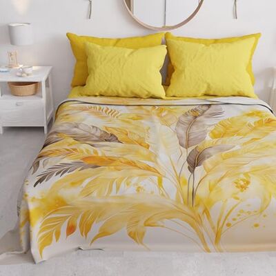 PETTI Artigiani Italiani Couvre-lit double printemps été, couverture légère double, drap de lit, paume jaune, 100% fabriqué en Italie PETTI Artigiani Italiani Couvre-lit double printemps été, couverture légère double, drap de lit, paume jaune, 100% fabriqué en Italie