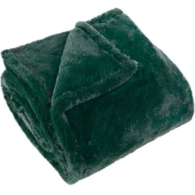 furn. Kallu Jeté de lit en fausse fourrure Jeté décoratif doux et moelleux avec bord Oxford (vert aiguille, 150 x 200 cm) furn. Kallu Jeté de lit en fausse fourrure Jeté décoratif doux et moelleux avec bord Oxford (vert aiguille, 150 x 200 cm)