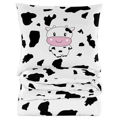 Cotton Market Parure de lit 2 pièces en coton 135 x 200 cm Housse de couette 135 x 200 cm et 1 taie d'oreiller 70 x 80 cm Blanc Vache Cotton Market Parure de lit 2 pièces en coton 135 x 200 cm Housse de couette 135 x 200 cm et 1 taie d'oreiller 70 x 80 cm Blanc Vache