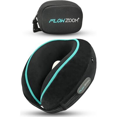 FLOWZOOM Dream Coussin de Voyage en Mousse à Mémoire pour Avion et Voiture – Oreiller de Voyage avec Côtés Rehaussés pour un Meilleur Soutien, Housse Lavable et Pochette de Transport – Noir FLOWZOOM Dream Coussin de Voyage en Mousse à Mémoire pour Avion et Voiture – Oreiller de Voyage avec Côtés Rehaussés pour un Meilleur Soutien, Housse Lavable et Pochette de Transport – Noir