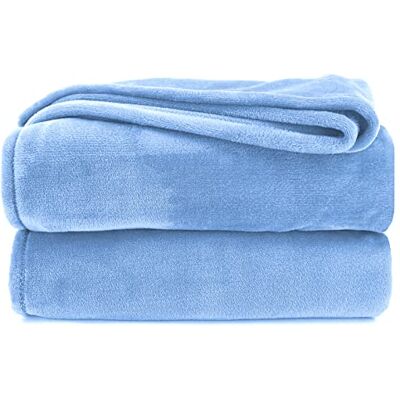 heimtexland Plaid douillet en flanelle chaude Certifié Oekotex Couvre-lit Couverture de canapé Non pelucheuse Super douce Taille XL 150 x 200 cm Type 380 Bleu clair pastel heimtexland Plaid douillet en flanelle chaude Certifié Oekotex Couvre-lit Couverture de canapé Non pelucheuse Super douce Taille XL 150 x 200 cm Type 380 Bleu clair pastel
