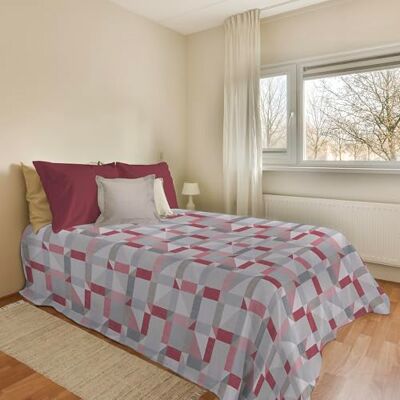 PENSIERI DELICATI Couvre-lit 220 x 280 cm, drap simple 100% coton pique, idéal comme drap d'ameublement, couverture de lit 1 place et demie, motif Athènes rouge, 100% fabriqué en Italie PENSIERI DELICATI Couvre-lit 220 x 280 cm, drap simple 100% coton pique, idéal comme drap d'ameublement, couverture de lit 1 place et demie, motif Athènes rouge, 100% fabriqué en Italie