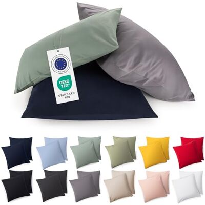 Blumtal Lot de 2 taies d'oreiller 60 x 60 cm – 100 % coton, super doux, taie d'oreiller en jersey de qualité supérieure, taie d'oreiller, rouge Blumtal Lot de 2 taies d'oreiller 60 x 60 cm – 100 % coton, super doux, taie d'oreiller en jersey de qualité supérieure, taie d'oreiller, rouge