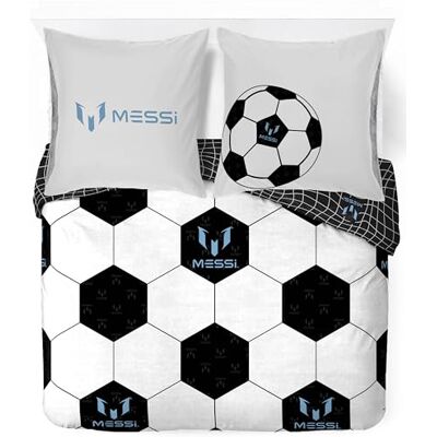 Jay Franco Messi Football Parure de lit 3 pièces super douce pour enfant avec taie d'oreiller Housse de couette uniquement (rembourrage non inclus), blanc, lit double Jay Franco Messi Football Parure de lit 3 pièces super douce pour enfant avec taie d'oreiller Housse de couette uniquement (rembourrage non inclus), blanc, lit double