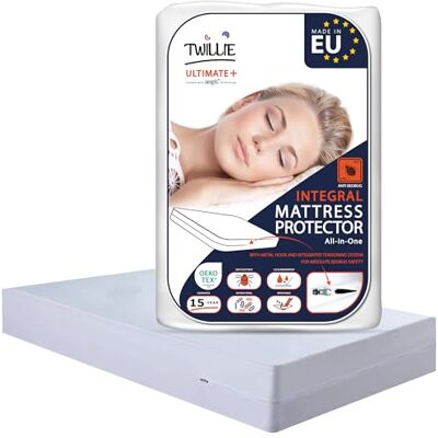 Twillie – Housse de Matelas Intégrale 160x190x20 cm Imperméable Qualité Supérieure Anti Punaise de lit – Oeko-TEX® Protège-matelas Traitement AEGIS® anti-acarien, bactérien – Alèse Fabriqué en EU Twillie – Housse de Matelas Intégrale 160x190x20 cm Imperméable Qualité Supérieure Anti Punaise de lit – Oeko-TEX® Protège-matelas Traitement AEGIS® anti-acarien, bactérien – Alèse Fabriqué en EU