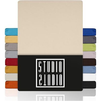 STUDIO Drap-Housse 200x200cm – Jersey 100 % Coton Peigné – Crème – Certifié OEKO-TEX – Infroissable, Extensible – Pour Matelas 15–25 cm STUDIO Drap-Housse 200x200cm – Jersey 100 % Coton Peigné – Crème – Certifié OEKO-TEX – Infroissable, Extensible – Pour Matelas 15–25 cm