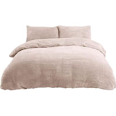 Sleepdown TeddyFleeceBeddingSet Ivory Ensemble de Housse de Couette, Polyester, Ivoire, Parure de lit Super King Size Sleepdown TeddyFleeceBeddingSet Ivory Ensemble de Housse de Couette, Polyester, Ivoire, Parure de lit Super King Size
