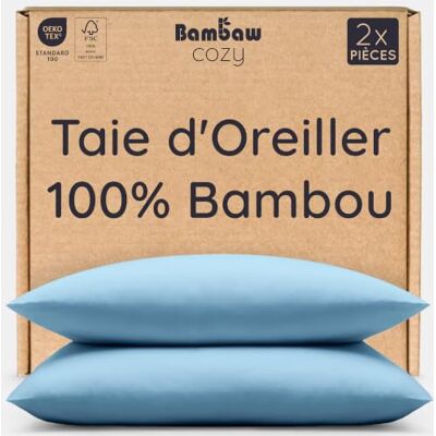 Bambaw Taies Oreillers 50x75 Bleu Clair Lot de 2 Drap en Bambou Housse Oreiller Anti Acariens Tissu Doux Drap Refroidissant Housse Coussin Housse d'oreiller Bambaw Taies Oreillers 50x75 Bleu Clair Lot de 2 Drap en Bambou Housse Oreiller Anti Acariens Tissu Doux Drap Refroidissant Housse Coussin Housse d'oreiller