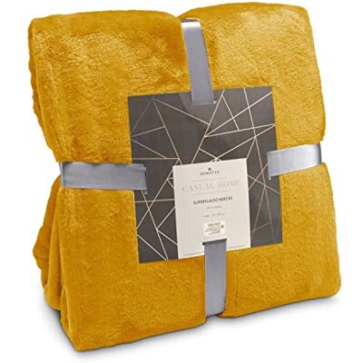 Römer Wellness Couverture super moelleuse jaune moutarde – 150 x 200 cm, 320 g/m², douce, moelleuse, antistatique, utilisable toute l'année comme plaid certifié Oeko-TEX 100 Römer Wellness Couverture super moelleuse jaune moutarde – 150 x 200 cm, 320 g/m², douce, moelleuse, antistatique, utilisable toute l'année comme plaid certifié Oeko-TEX 100