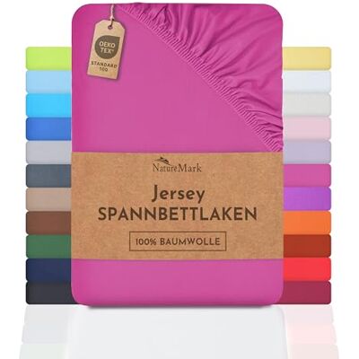 NatureMark Drap-Housse en Jersey – 100% Coton – Extensible, Respirant et Confortable – 200x220 cm, Pink NatureMark Drap-Housse en Jersey – 100% Coton – Extensible, Respirant et Confortable – 200x220 cm, Pink