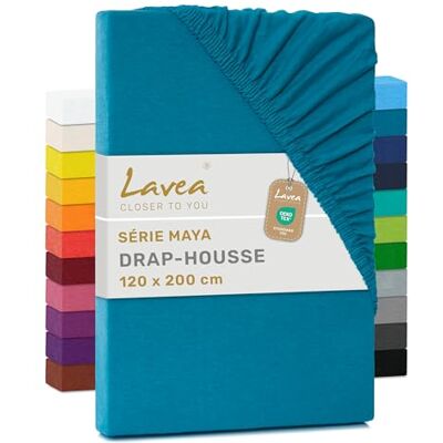 Lavea ® Drap-Housse 120x190/200 cm – Coton 100% Doux et Respirant – pour Matelas Épais Jusqu’à 20 cm – Jersey avec Élastique Tout Autour – Aquamarine Lavea ® Drap-Housse 120x190/200 cm – Coton 100% Doux et Respirant – pour Matelas Épais Jusqu’à 20 cm – Jersey avec Élastique Tout Autour – Aquamarine