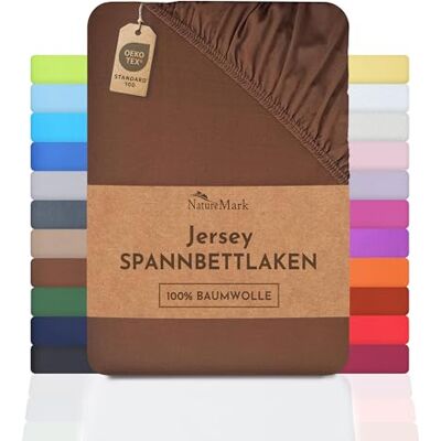 NatureMark Drap housse , drap housse en jersey 100% Conforme à la qualité Oeko-Tex Standard 100, Coton, Marron chocolat, 180 x 200-200 x 200 cm NatureMark Drap housse , drap housse en jersey 100% Conforme à la qualité Oeko-Tex Standard 100, Coton, Marron chocolat, 180 x 200-200 x 200 cm
