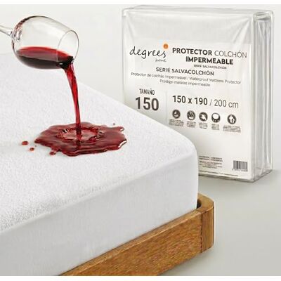 Degrees home Salvacolchon Protège-matelas imperméable et résistant en tissu éponge doux, réglable de 32 cm, lavable 160 x 190/200 cm Degrees home Salvacolchon Protège-matelas imperméable et résistant en tissu éponge doux, réglable de 32 cm, lavable 160 x 190/200 cm