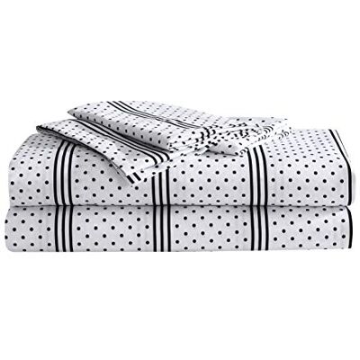 Betsey Johnson Collection Dots & Stripes Parure de lit en microfibre douce et confortable, lisse et infroissable, lavable en machine pour un entretien facile, très grand lit, gris Betsey Johnson Collection Dots & Stripes Parure de lit en microfibre douce et confortable, lisse et infroissable, lavable en machine pour un entretien facile, très grand lit, gris