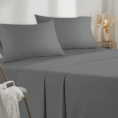 Poligino Parure de lit simple en microfibre simple 90 x 200 cm, drap de dessus 160 x 280 cm, 1 taie d’oreiller 50 x 80 cm, gris foncé Poligino Parure de lit simple en microfibre simple 90 x 200 cm, drap de dessus 160 x 280 cm, 1 taie d’oreiller 50 x 80 cm, gris foncé