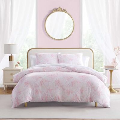 Betsey Johnson Ensemble de housse de couette pour grand lit, literie en satin luxueux avec taies assorties, décoration d'intérieur soyeuse pour les cheveux et la peau (jardin papillon, rose, grand Betsey Johnson Ensemble de housse de couette pour grand lit, literie en satin luxueux avec taies assorties, décoration d'intérieur soyeuse pour les cheveux et la peau (jardin papillon, rose, grand