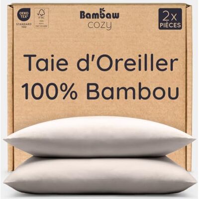 Bambaw Taie Oreiller Bambou 65x65 cm, Lot de 2, Taie d'Oreiller Rectangulaire Hypoallergénique, Drap en Bambou, Anti Acariens Literie, Drap Refroidissant et Thermorégulateur (Sable) Bambaw Taie Oreiller Bambou 65x65 cm, Lot de 2, Taie d'Oreiller Rectangulaire Hypoallergénique, Drap en Bambou, Anti Acariens Literie, Drap Refroidissant et Thermorégulateur (Sable)