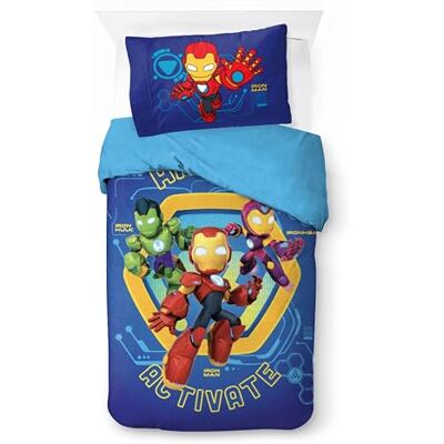 Jay Franco Kids Marvel Parure de lit Iron Man et ses amis fantastiques – Parure de lit super douce avec taie d'oreiller UNIQUEMENT, couette non incluse, bleu, 2 pièces, lit simple Jay Franco Kids Marvel Parure de lit Iron Man et ses amis fantastiques – Parure de lit super douce avec taie d'oreiller UNIQUEMENT, couette non incluse, bleu, 2 pièces, lit simple