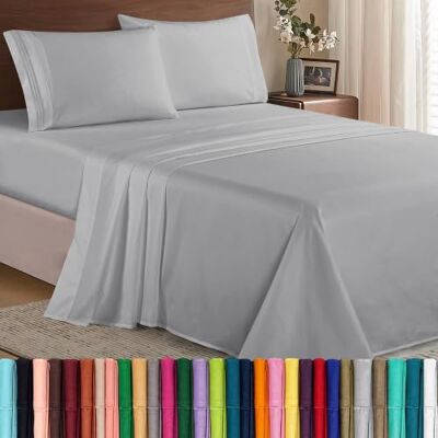 Elegant Comfort Parure de lit 4 pièces en coton égyptien de 1500 fils, douce, de qualité hôtelière haut de gamme, infroissable, drap-housse avec élastique tout autour, poche profonde mesurant jusqu'à Elegant Comfort Parure de lit 4 pièces en coton égyptien de 1500 fils, douce, de qualité hôtelière haut de gamme, infroissable, drap-housse avec élastique tout autour, poche profonde mesurant jusqu'à