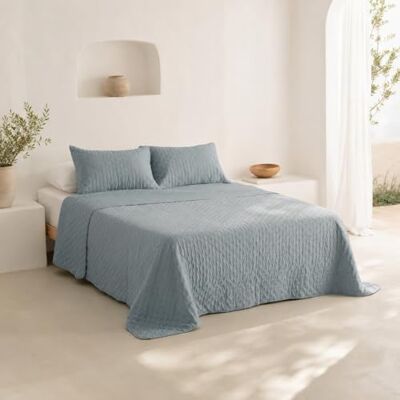 GAMUSI Couvre-lit matelassé léger pour lit de 180 cm, printemps, été, 270 x 270 cm, couleur bleue GAMUSI Couvre-lit matelassé léger pour lit de 180 cm, printemps, été, 270 x 270 cm, couleur bleue