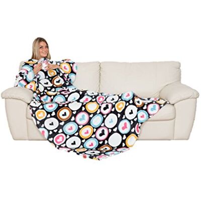 Kanguru Couverture douillette avec manches, couverture de canapé à enfiler, 210 x 140 cm, avec poche centrale, microfibre de flanelle douce, couverture pour TV, couverture polaire, portable et Kanguru Couverture douillette avec manches, couverture de canapé à enfiler, 210 x 140 cm, avec poche centrale, microfibre de flanelle douce, couverture pour TV, couverture polaire, portable et
