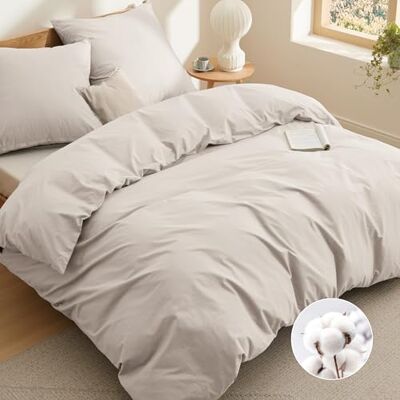 Bedsure Housse de Couette 200x200 cm 100% Coton Certifié Oeko-TEX Parure de lit Housse de Couette 200x200 cm + 2 taies d'oreiller 65x65 cm avec Fermeture Éclair Beige Bedsure Housse de Couette 200x200 cm 100% Coton Certifié Oeko-TEX Parure de lit Housse de Couette 200x200 cm + 2 taies d'oreiller 65x65 cm avec Fermeture Éclair Beige