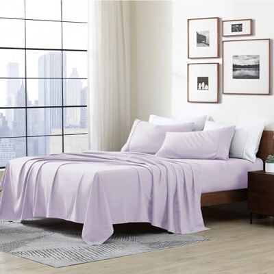 Cathay Home Essentials – Parure de lit ultra douce, hypoallergénique, infroissable, en microfibre brossée double, lavande Cathay Home Essentials – Parure de lit ultra douce, hypoallergénique, infroissable, en microfibre brossée double, lavande