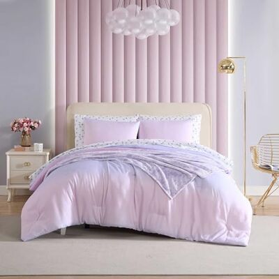 Betsey Johnson Parure de lit 8 pièces super douce avec taie d'oreiller et draps assortis, comprend une taie d'oreiller et une couverture réversible en peluche, décoration de chambre chic (violet Betsey Johnson Parure de lit 8 pièces super douce avec taie d'oreiller et draps assortis, comprend une taie d'oreiller et une couverture réversible en peluche, décoration de chambre chic (violet