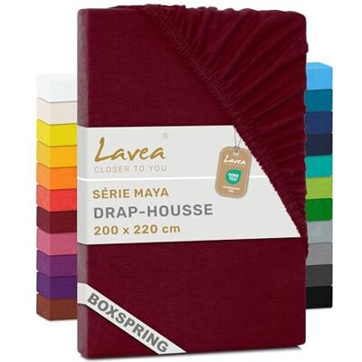 Lavea ® Drap-Housse 200x220 cm – Coton 100% Doux et Respirant – pour Matelas Épais Jusqu’à 35 cm – Jersey avec Élastique Tout Autour – Bordeaux Lavea ® Drap-Housse 200x220 cm – Coton 100% Doux et Respirant – pour Matelas Épais Jusqu’à 35 cm – Jersey avec Élastique Tout Autour – Bordeaux