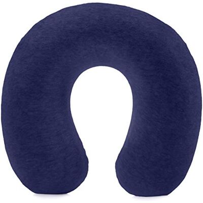 Amazon Basics Coussin cervical de voyage en mousse à mémoire de forme avec housse amovible et sangle de transport élastique, bleu marine, semi-circulaire Amazon Basics Coussin cervical de voyage en mousse à mémoire de forme avec housse amovible et sangle de transport élastique, bleu marine, semi-circulaire