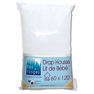 Nuit des Vosges 2167856 Cotoval Drap Housse Bébé Uni Coton Blanc 60 x 120 cm Nuit des Vosges 2167856 Cotoval Drap Housse Bébé Uni Coton Blanc 60 x 120 cm
