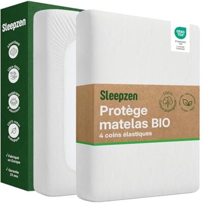SLEEPZEN Protege Matelas 70x200cm 100% Coton Bio Certifié Oeko-Tex® Barrière Contre Les Acariens, Hypoallergénique, Respirant, Silencieux Fabriqué en Europe Format Drap Housse SLEEPZEN Protege Matelas 70x200cm 100% Coton Bio Certifié Oeko-Tex® Barrière Contre Les Acariens, Hypoallergénique, Respirant, Silencieux Fabriqué en Europe Format Drap Housse