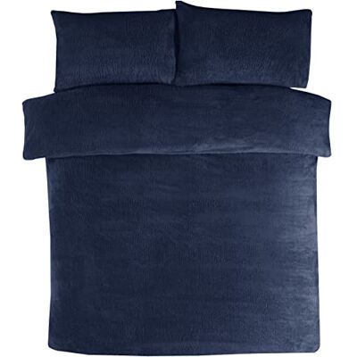 Sleepdown Parure de lit en polaire thermique chaude et confortable avec housse de couette et taie d'oreiller pour lit simple (135 x 200 cm) Bleu marine Sleepdown Parure de lit en polaire thermique chaude et confortable avec housse de couette et taie d'oreiller pour lit simple (135 x 200 cm) Bleu marine