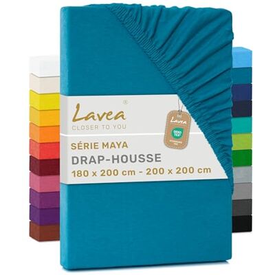 Lavea ® Drap-Housse 180x190/200 cm – Coton 100% Doux et Respirant – pour Matelas Épais Jusqu’à 20 cm – Jersey avec Élastique Tout Autour – Aquamarine Lavea ® Drap-Housse 180x190/200 cm – Coton 100% Doux et Respirant – pour Matelas Épais Jusqu’à 20 cm – Jersey avec Élastique Tout Autour – Aquamarine